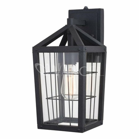 PERFECTTWINKLE 7 in. Gage Outdoor Wall Light Volcanic Black PE3260059